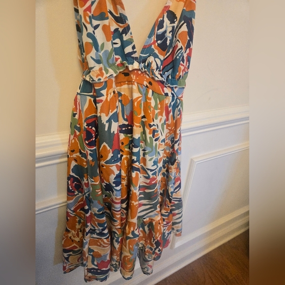 SHEIN Floral Halter Neck Backless Ruffle Hem Dress - Picture 1 of 8